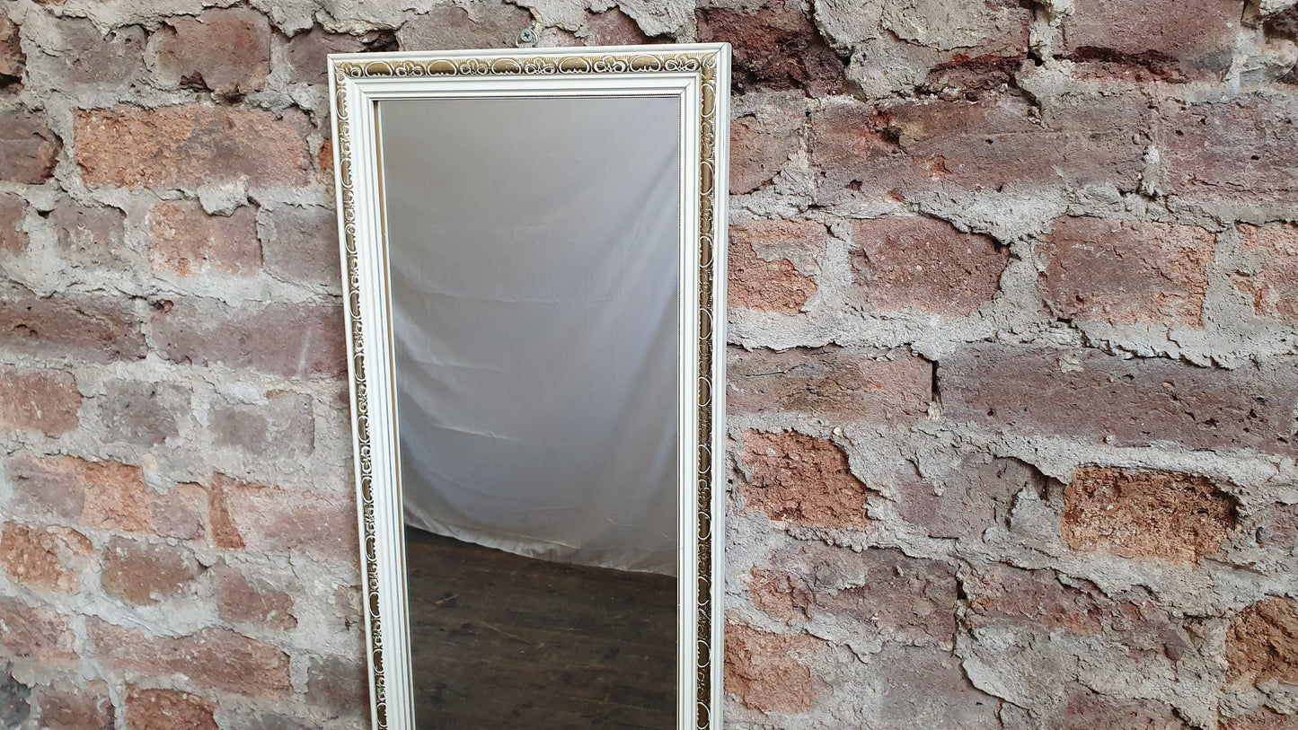 Classic Long Painted White and Gold Long White Mirror 123 x 31 cm