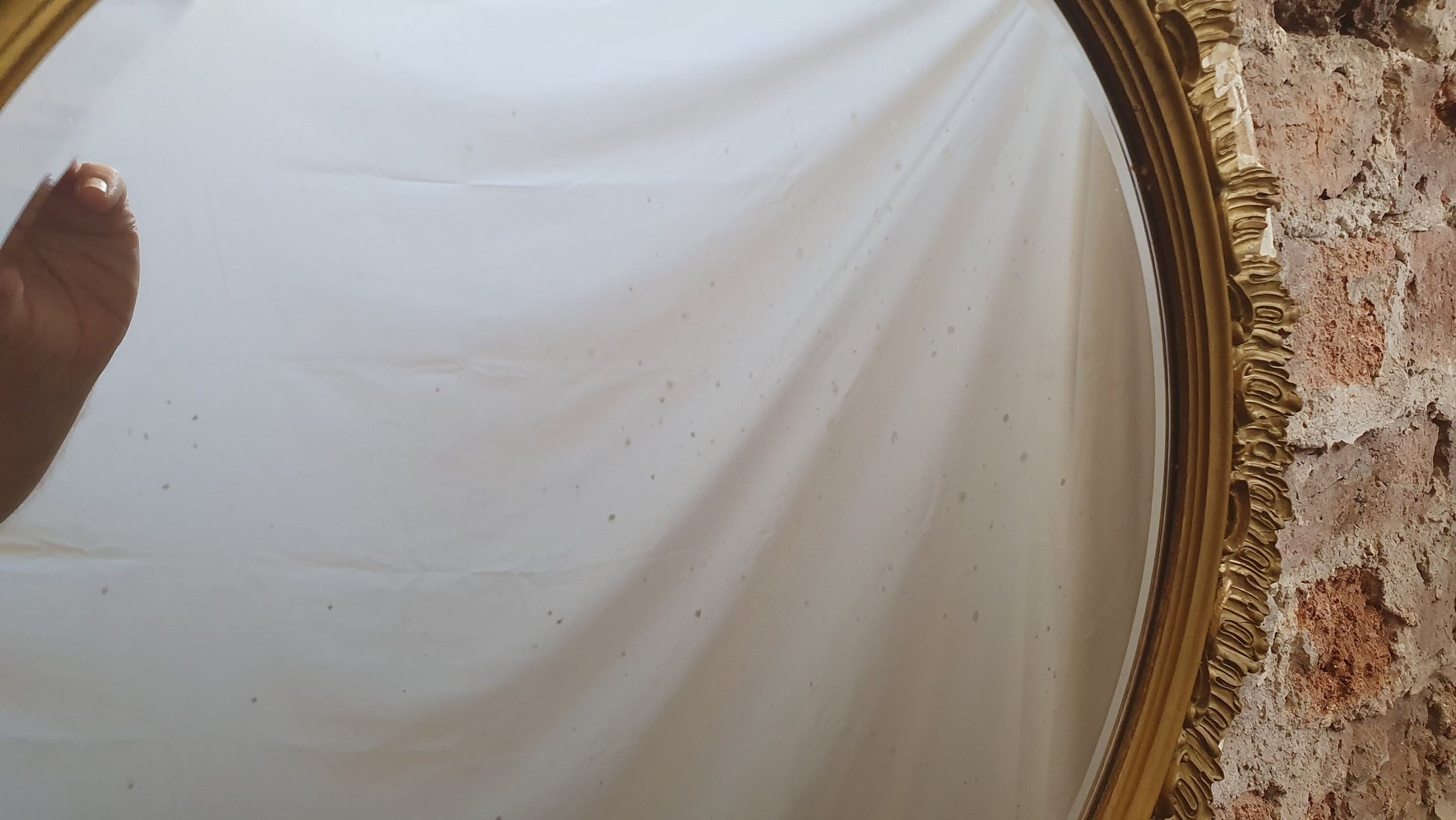 Gilt Gold Damaged Sunburst Vintage Round Bevelled Mirror