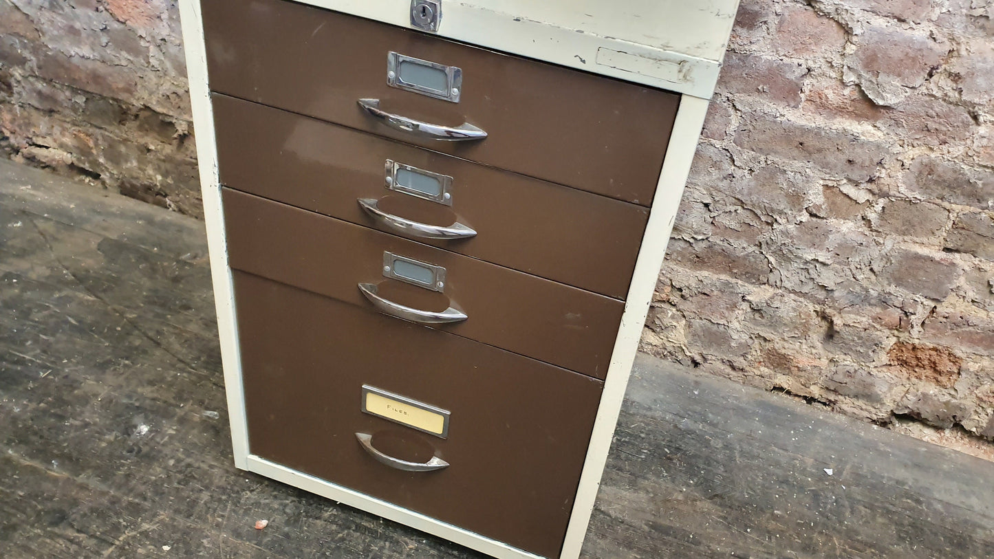 Vintage 70’s Retro Work Drawers and File Drawer Chrome Metal Artisan Artist Work Hub Storage Office.