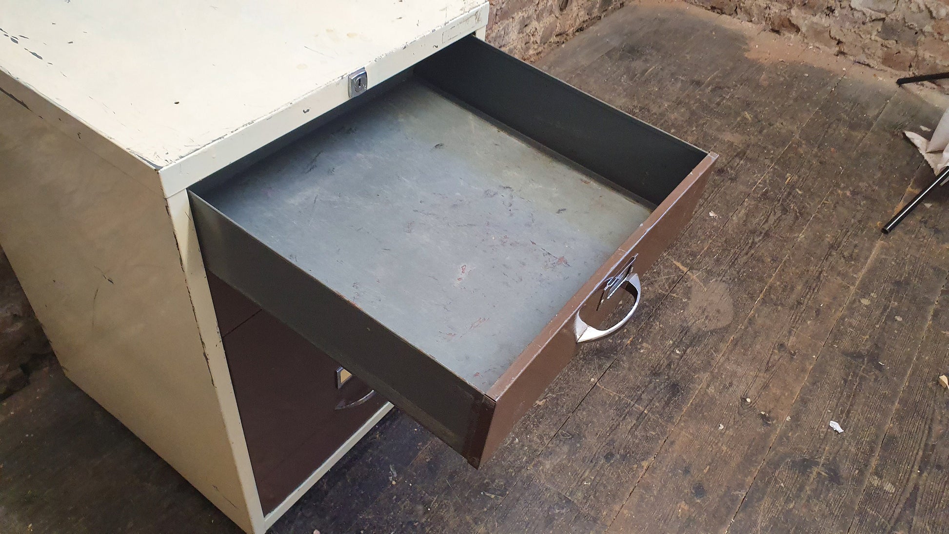 Vintage 70’s Retro Work Drawers and File Drawer Chrome Metal Artisan Artist Work Hub Storage Office.