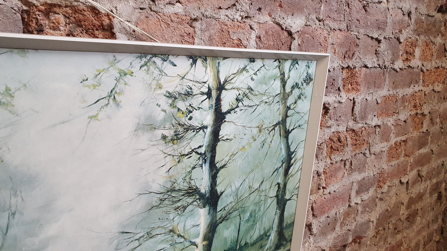 Huge 1960’s Retro Print Woodcutters Justo, Garrido 116 x 55 cm