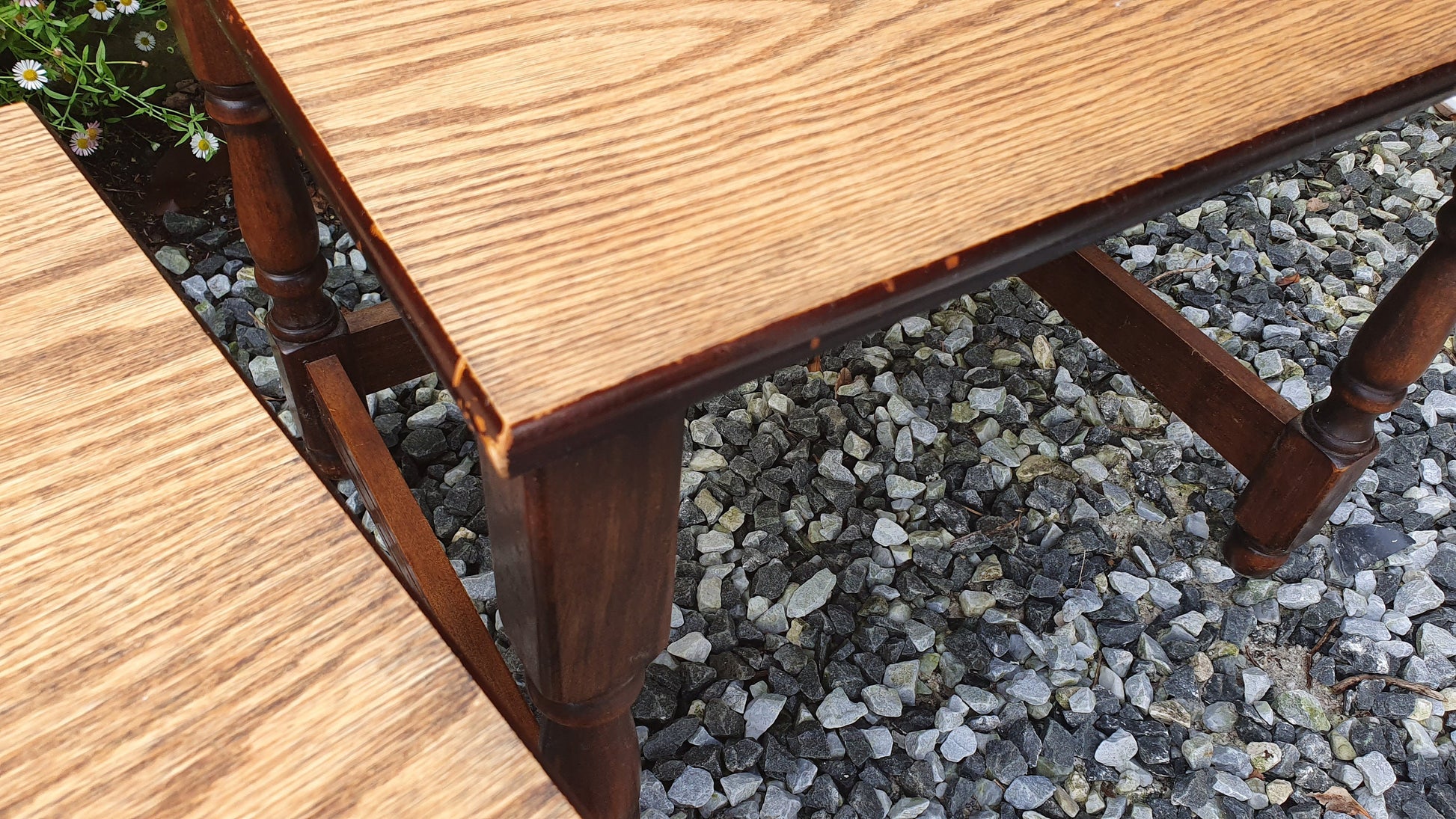 Vintage Retro Nest of Stripped Top Occasional Side Coffee Table Tables 1960’s or 70’s