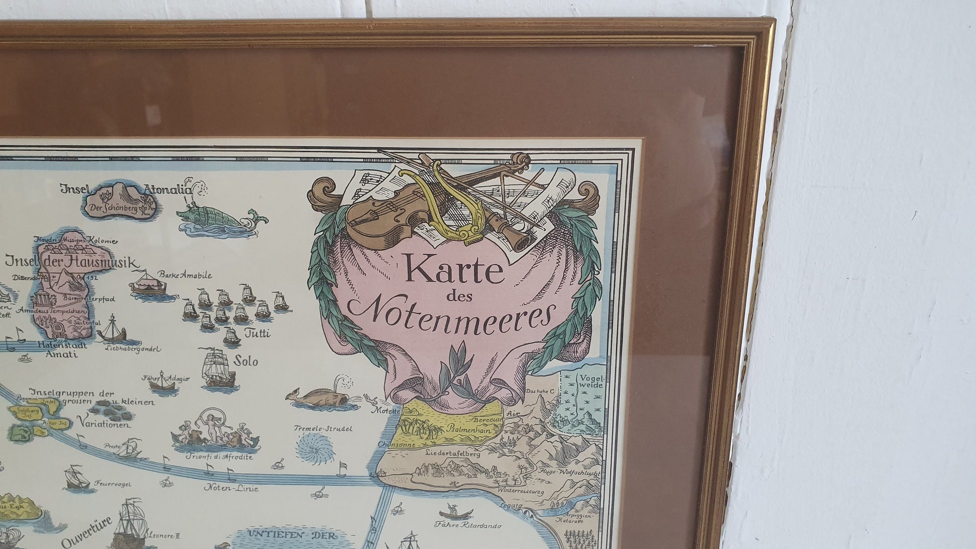 Large Vintage Print Karte des Notenmeeres Bei Heimeran in Munchen Musical Map Print