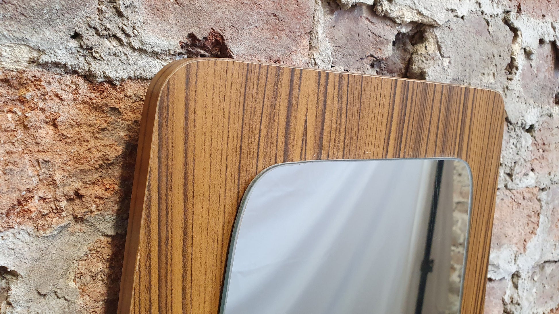 Large Shaped 60’s Wood Effect Retro Mirror