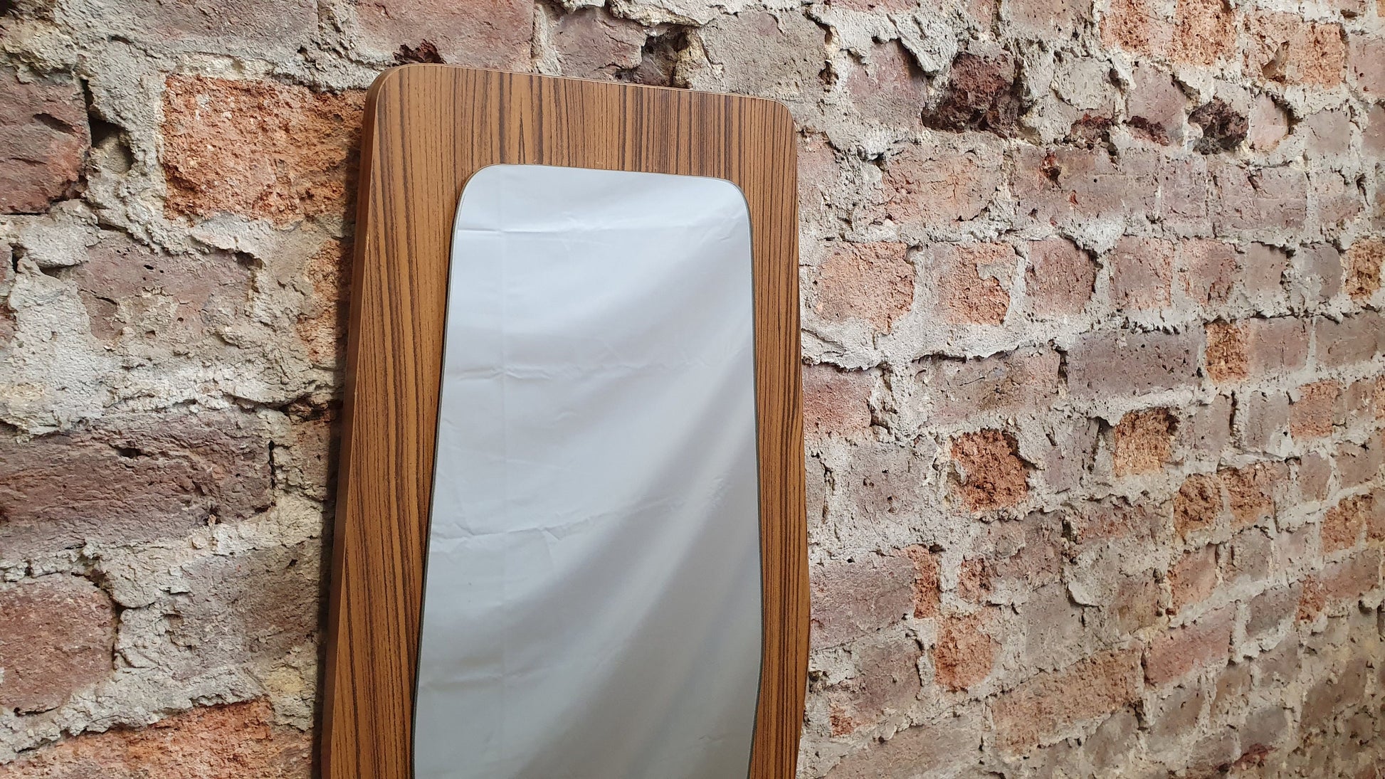 Large Shaped 60’s Wood Effect Retro Mirror