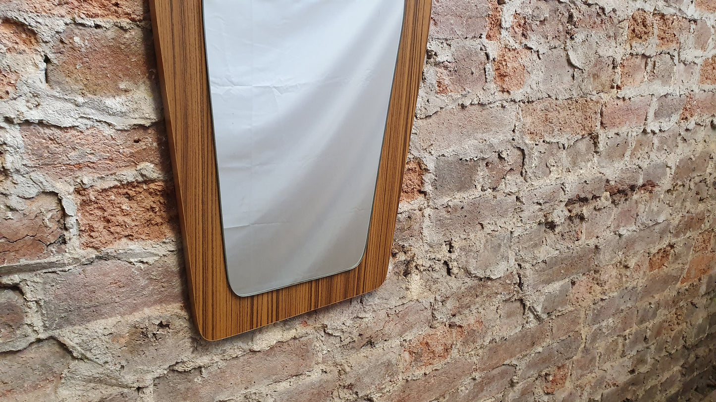 Large Shaped 60’s Wood Effect Retro Mirror