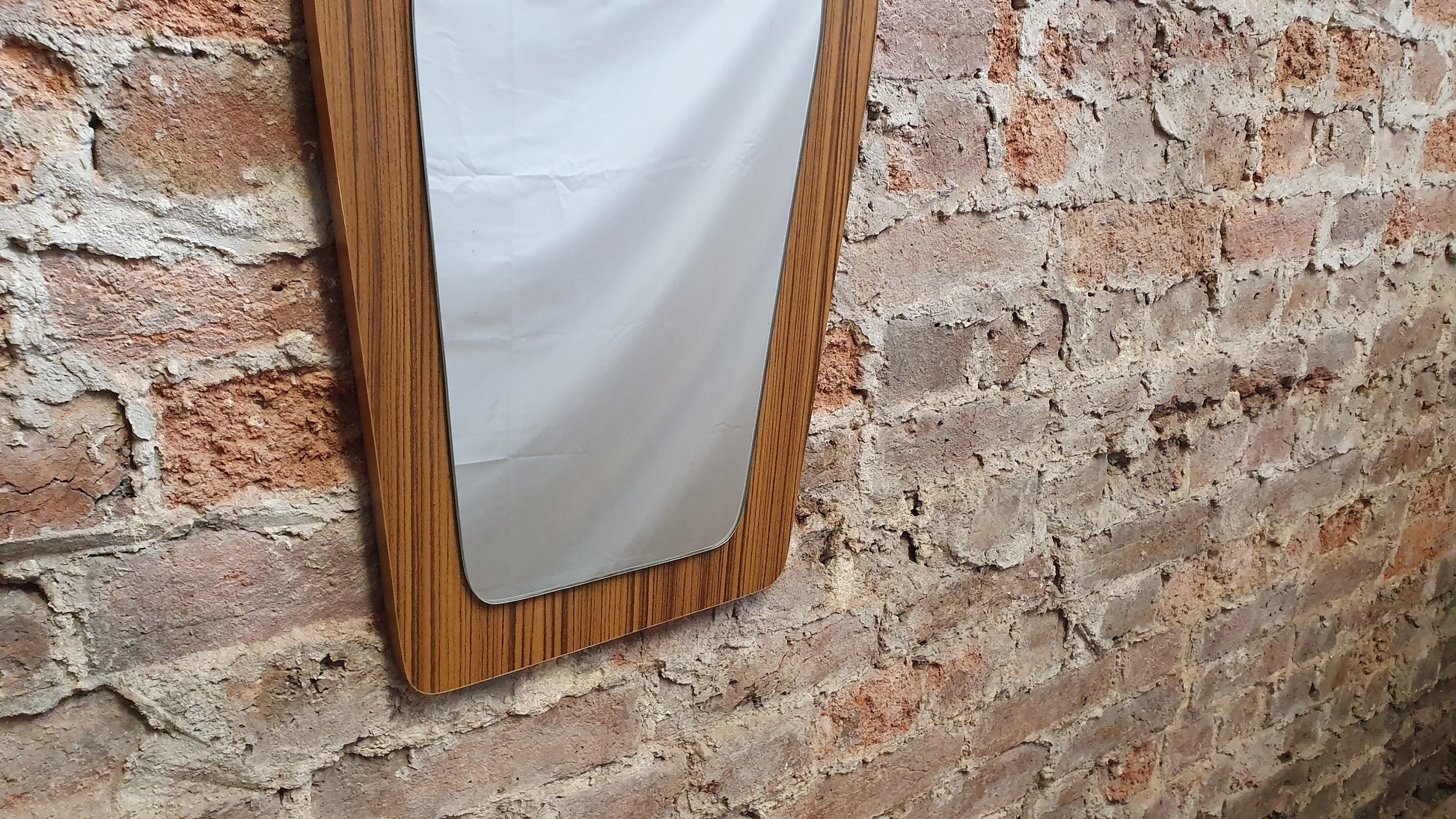 Large Shaped 60’s Wood Effect Retro Mirror
