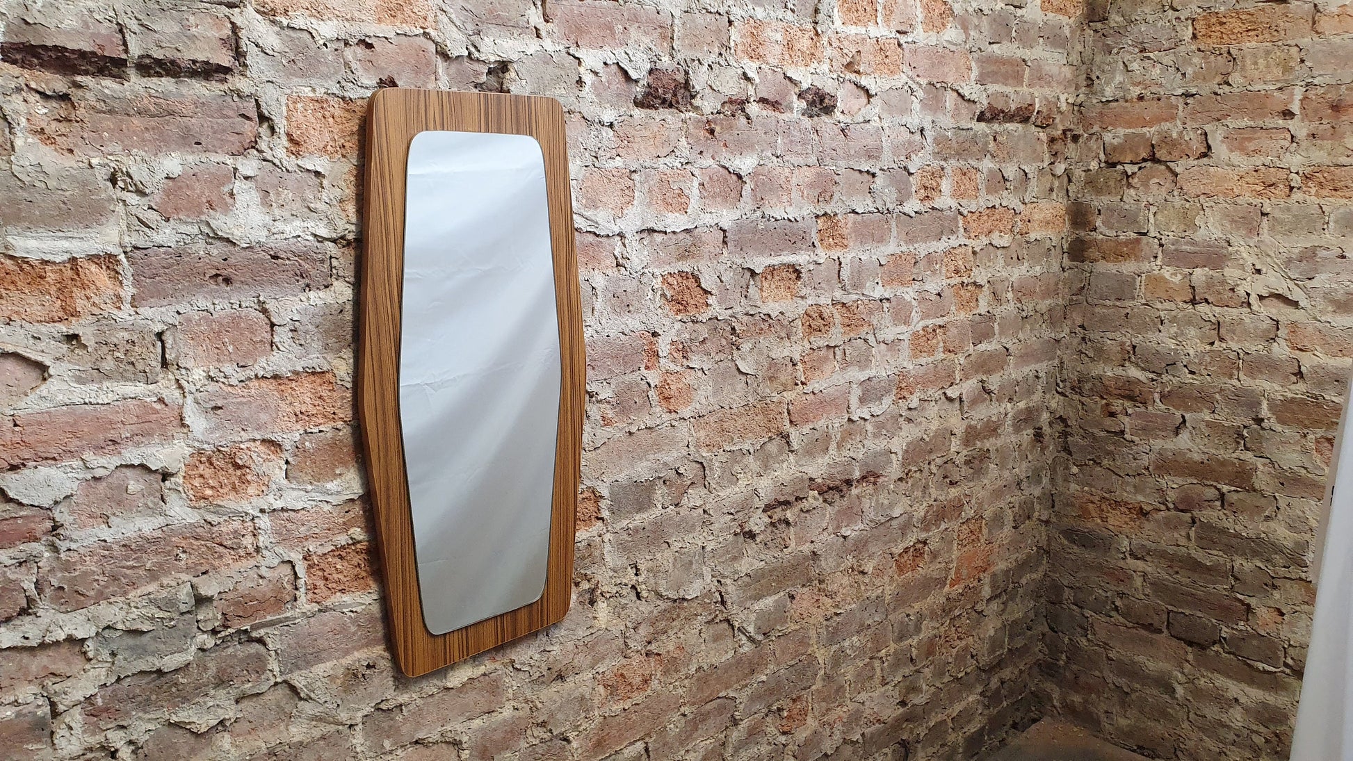 Large Shaped 60’s Wood Effect Retro Mirror