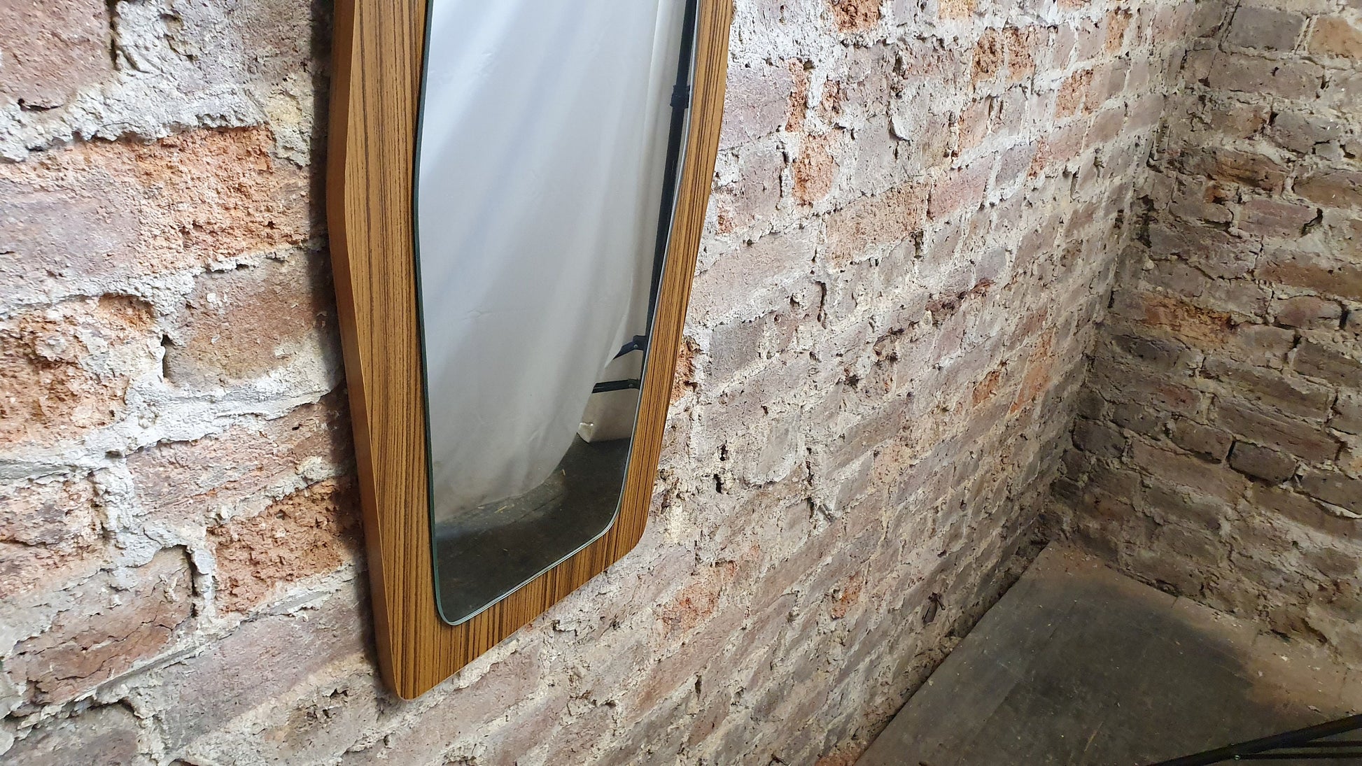 Large Shaped 60’s Wood Effect Retro Mirror