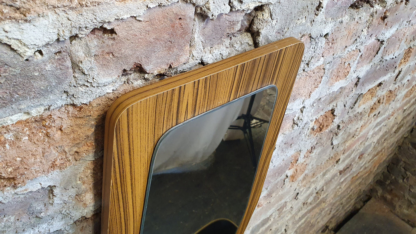 Large Shaped 60’s Wood Effect Retro Mirror