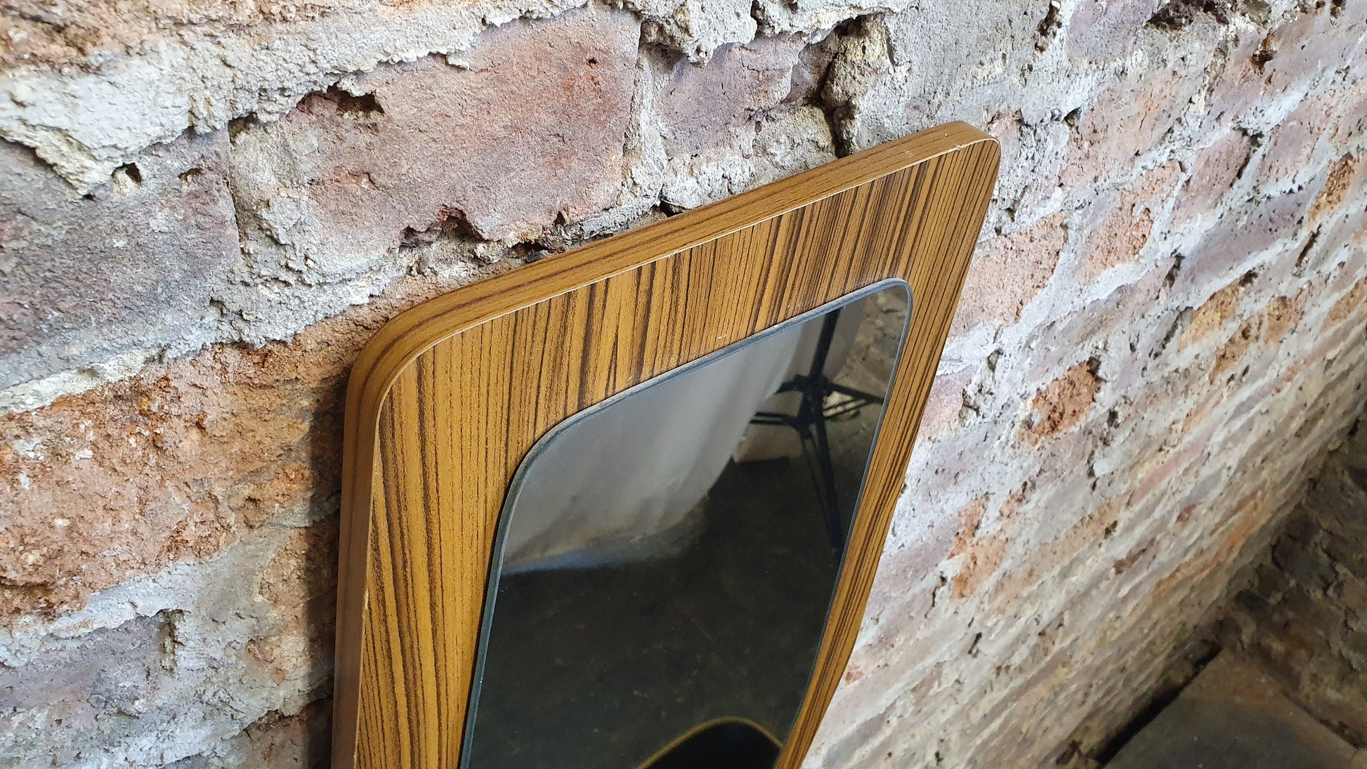 Large Shaped 60’s Wood Effect Retro Mirror