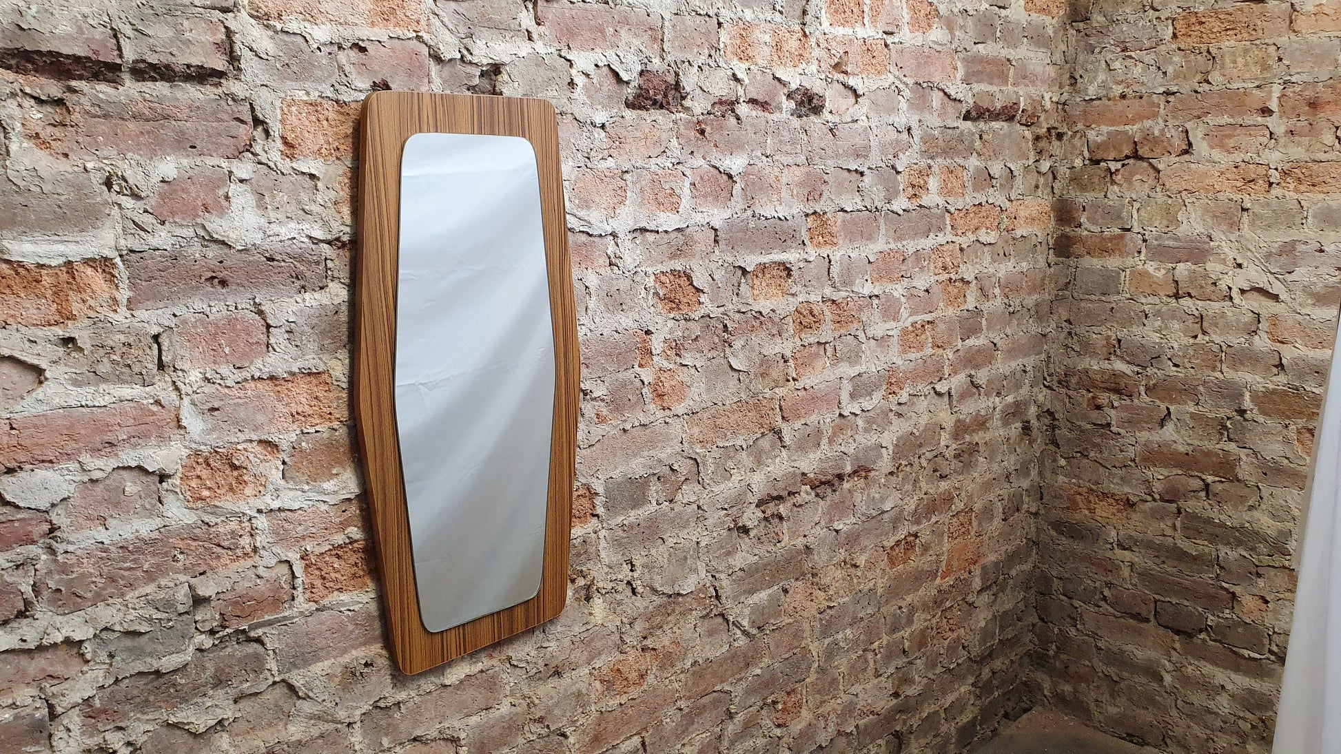 Large Shaped 60’s Wood Effect Retro Mirror
