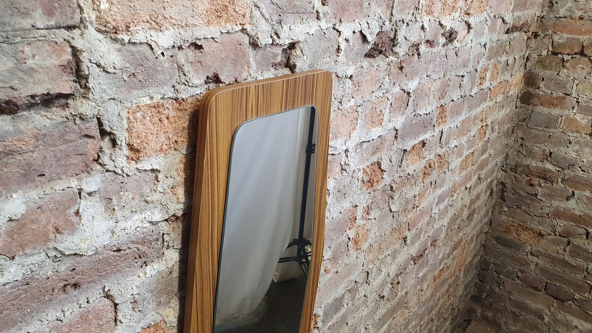 Large Shaped 60’s Wood Effect Retro Mirror