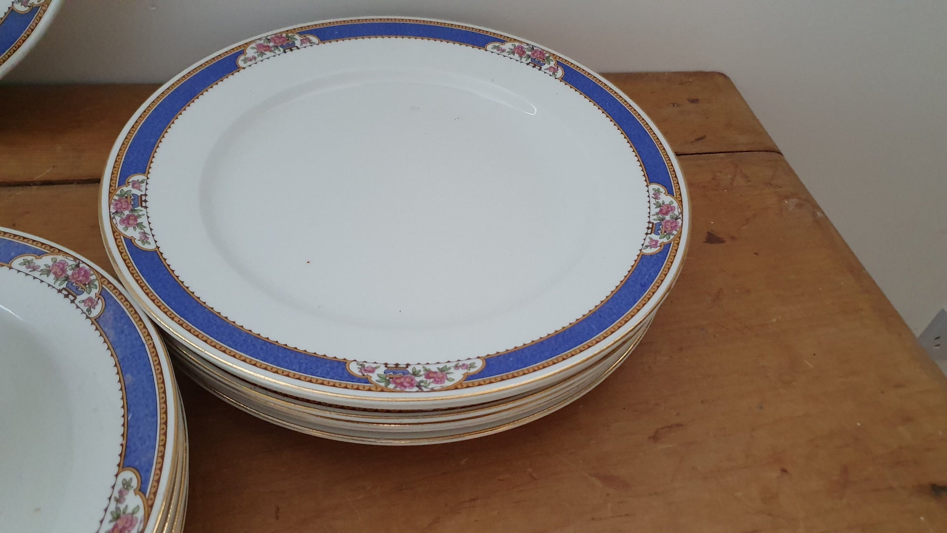 Vintage Part Dinner Service Mid 20th Century. Lawleys Norfolk Pottery. Blue and Floral