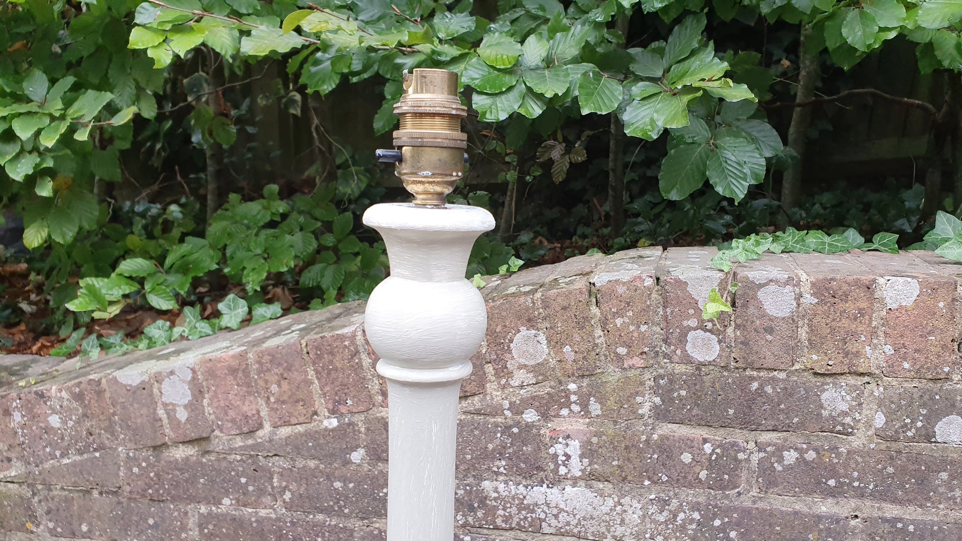 Vintage Painted Shabby Chic Standard Lamp Turned and Fluted ‘Washed’ in Farrow and Ball French Gray It is 1950’s or 60’s