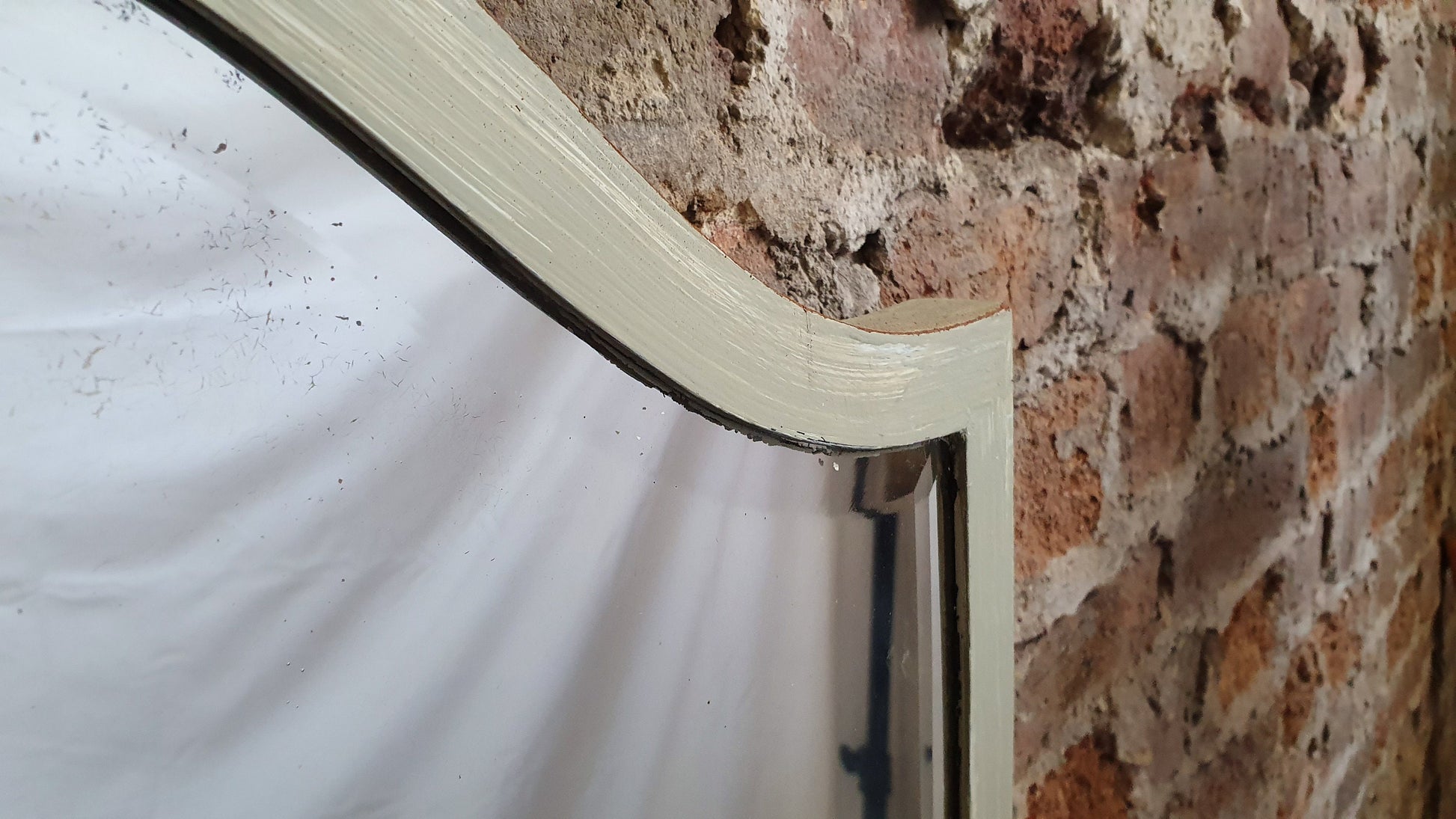 Huge Vintage Edwardian Mahogany Shield Shape Wall Mirror ‘Washed’ in Farrow and Ball French Gray