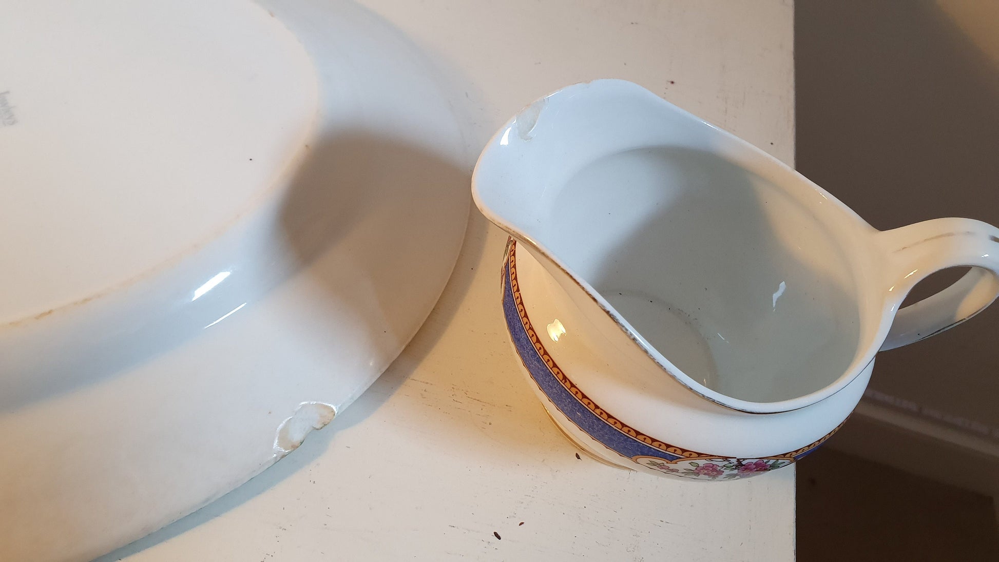 Vintage Part Dinner Service Mid 20th Century. Lawleys Norfolk Pottery. Blue and Floral
