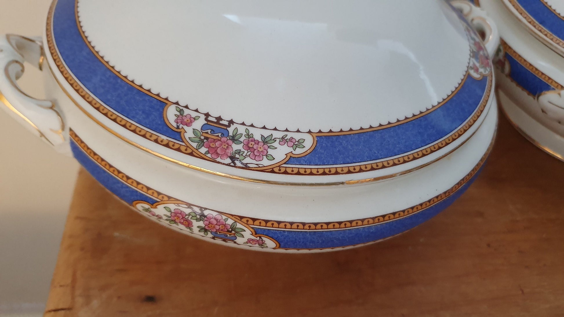 Vintage Part Dinner Service Mid 20th Century. Lawleys Norfolk Pottery. Blue and Floral