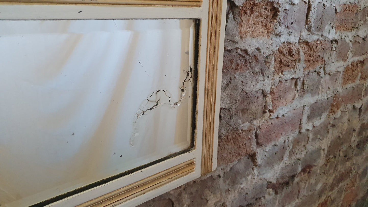 Genuine Vintage Victorian Wall Mirror Hand Painted Farrow and Ball Cream Gold Highlights