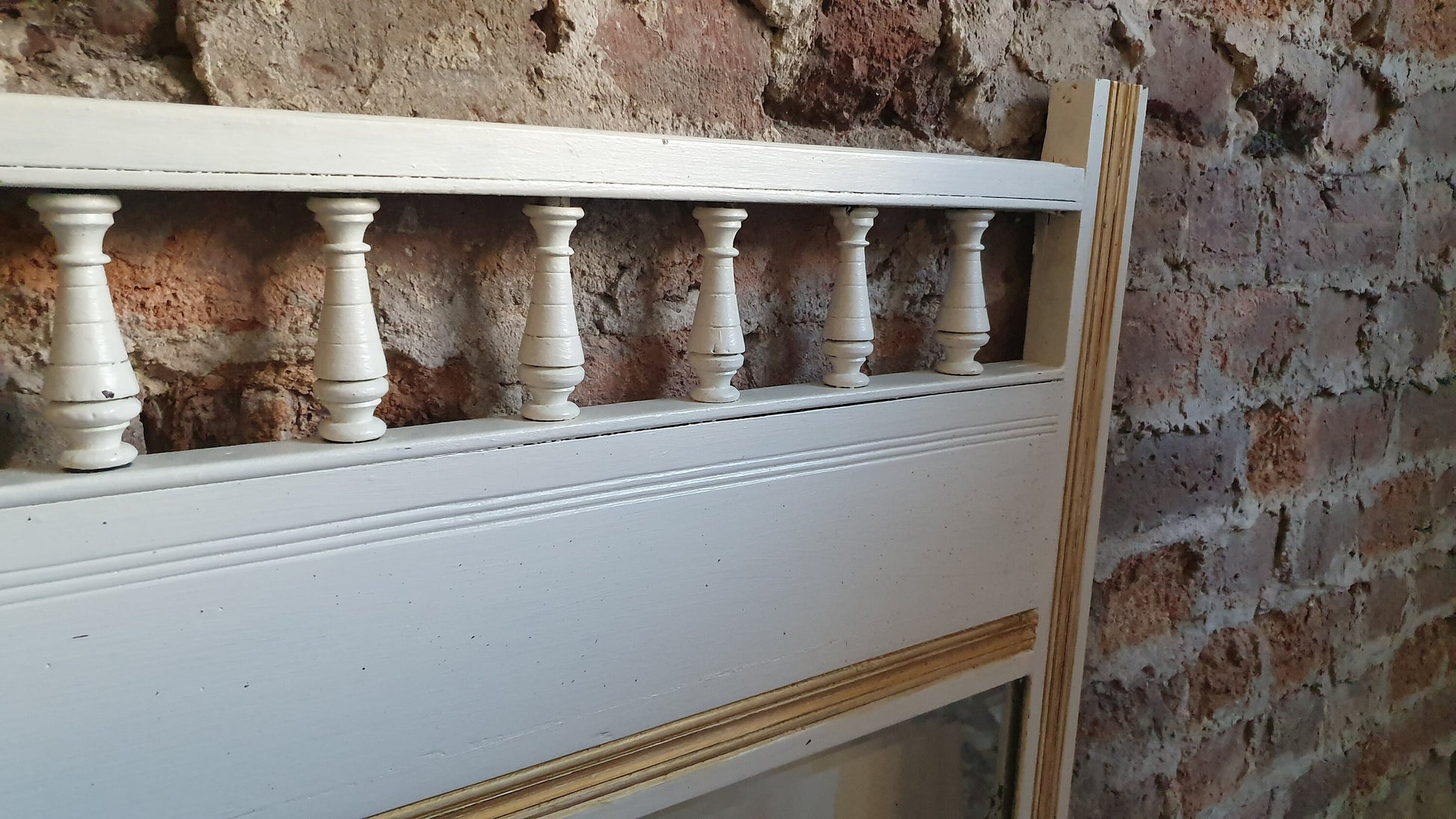 Genuine Vintage Victorian Wall Mirror Hand Painted Farrow and Ball Cream Gold Highlights
