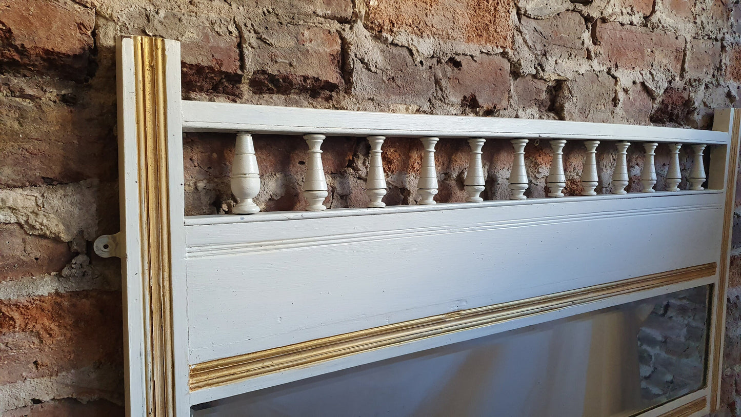 Genuine Vintage Victorian Wall Mirror Hand Painted Farrow and Ball Cream Gold Highlights