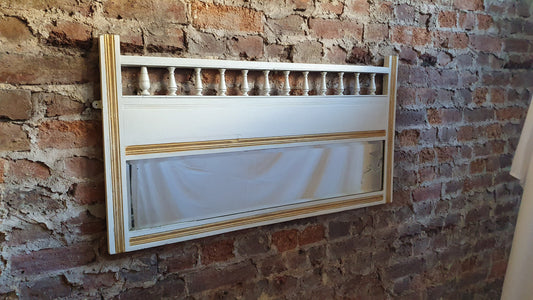 Genuine Vintage Victorian Wall Mirror Hand Painted Farrow and Ball Cream Gold Highlights