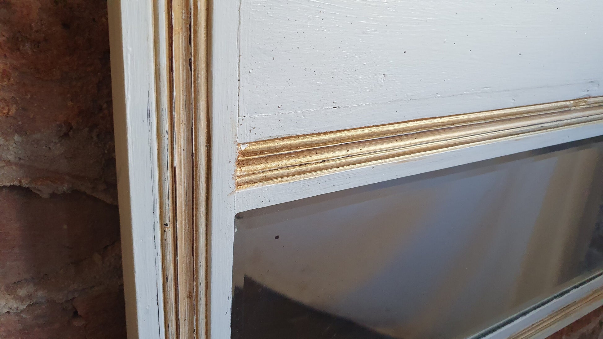 Genuine Vintage Victorian Wall Mirror Hand Painted Farrow and Ball Cream Gold Highlights