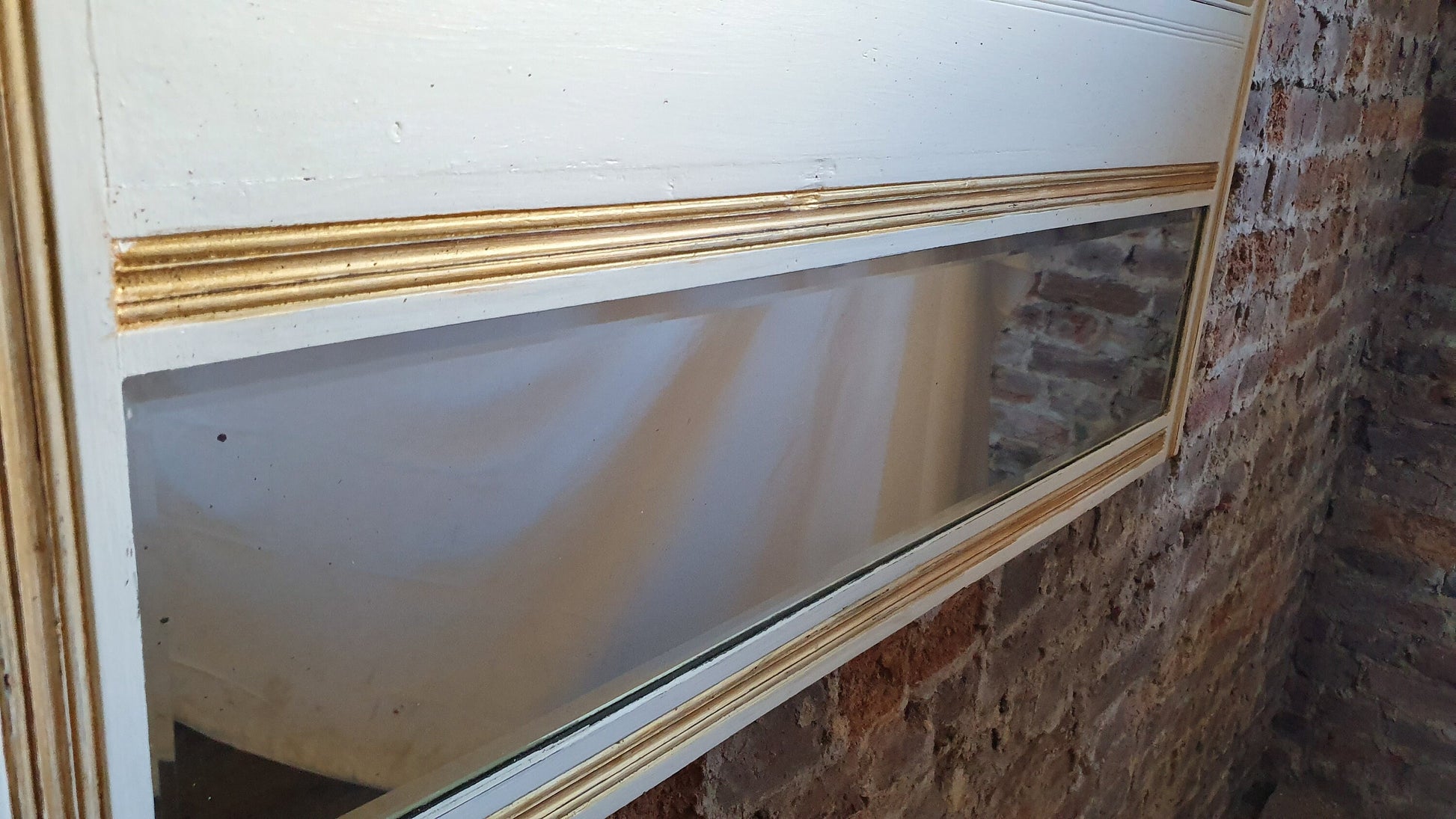 Genuine Vintage Victorian Wall Mirror Hand Painted Farrow and Ball Cream Gold Highlights