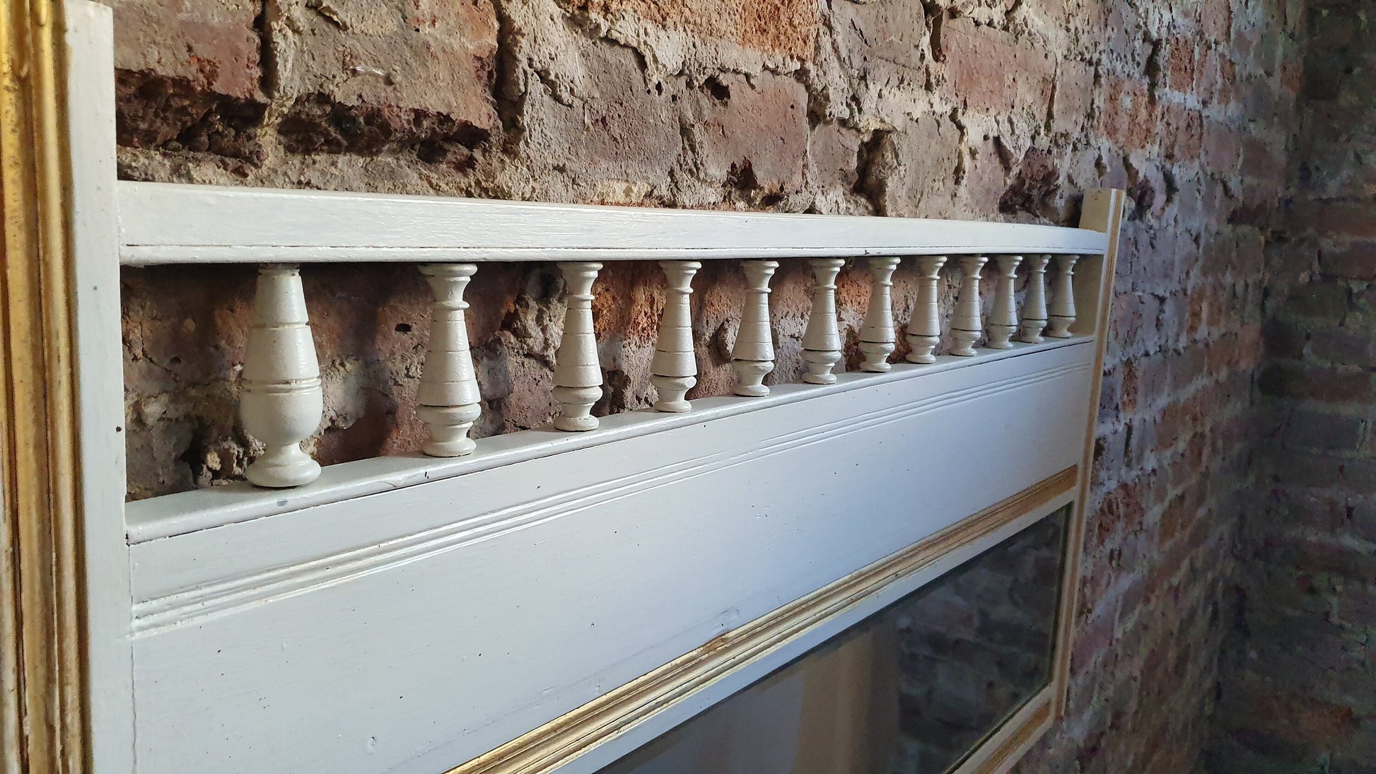 Genuine Vintage Victorian Wall Mirror Hand Painted Farrow and Ball Cream Gold Highlights