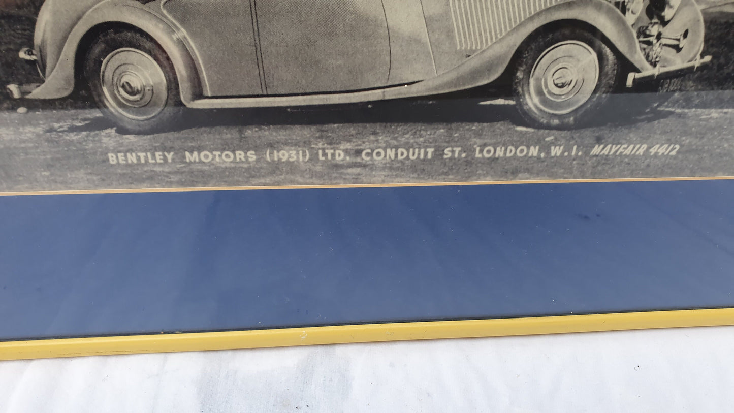 Large 1930’s Bentley Sports Car Advertising Print 58 x 48 cm