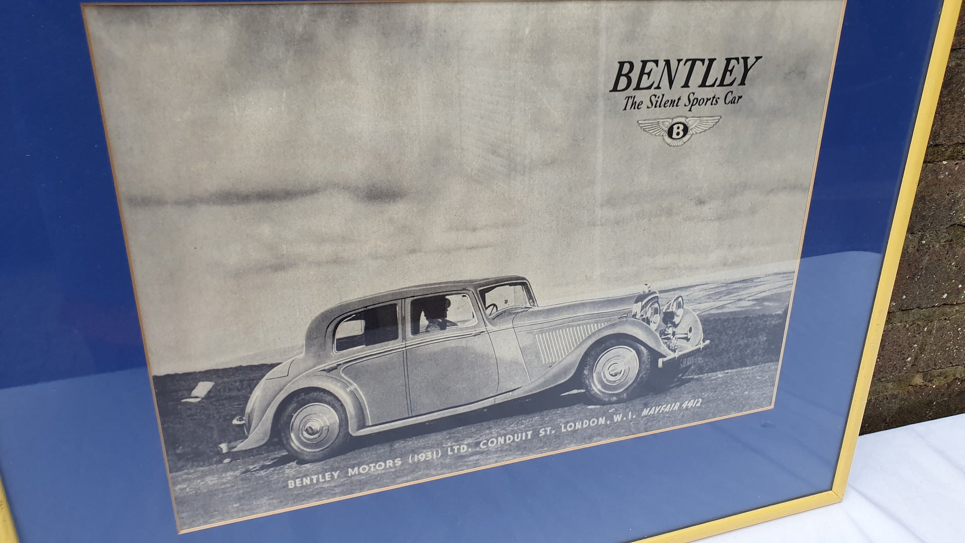 Large 1930’s Bentley Sports Car Advertising Print 58 x 48 cm