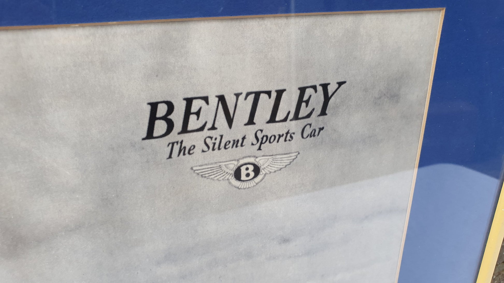 Large 1930’s Bentley Sports Car Advertising Print 58 x 48 cm