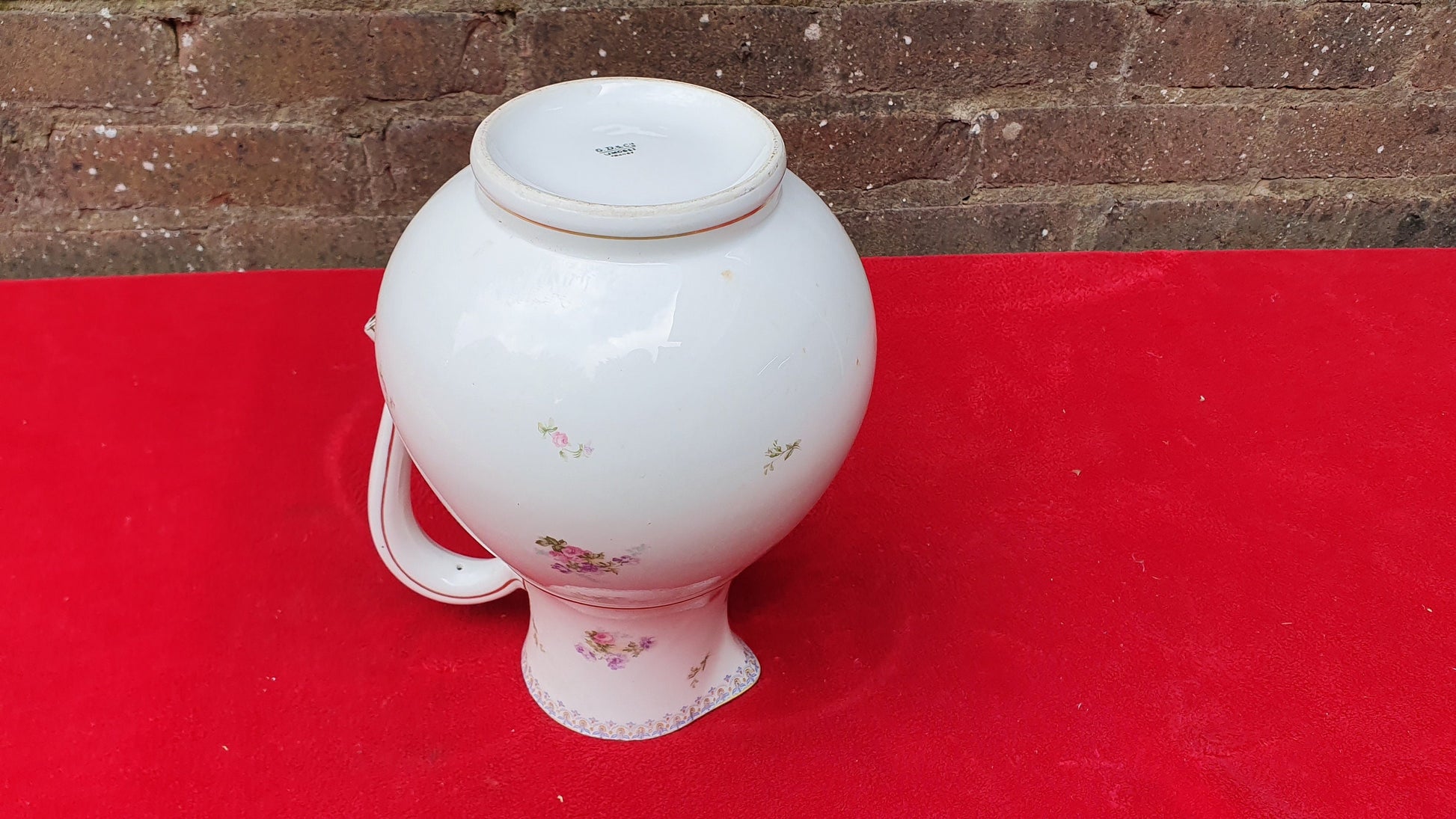 French Vintage Huge Late Victorian/Early 20th Century Limoges Ewer Jug Vase Flower Floral Pattern