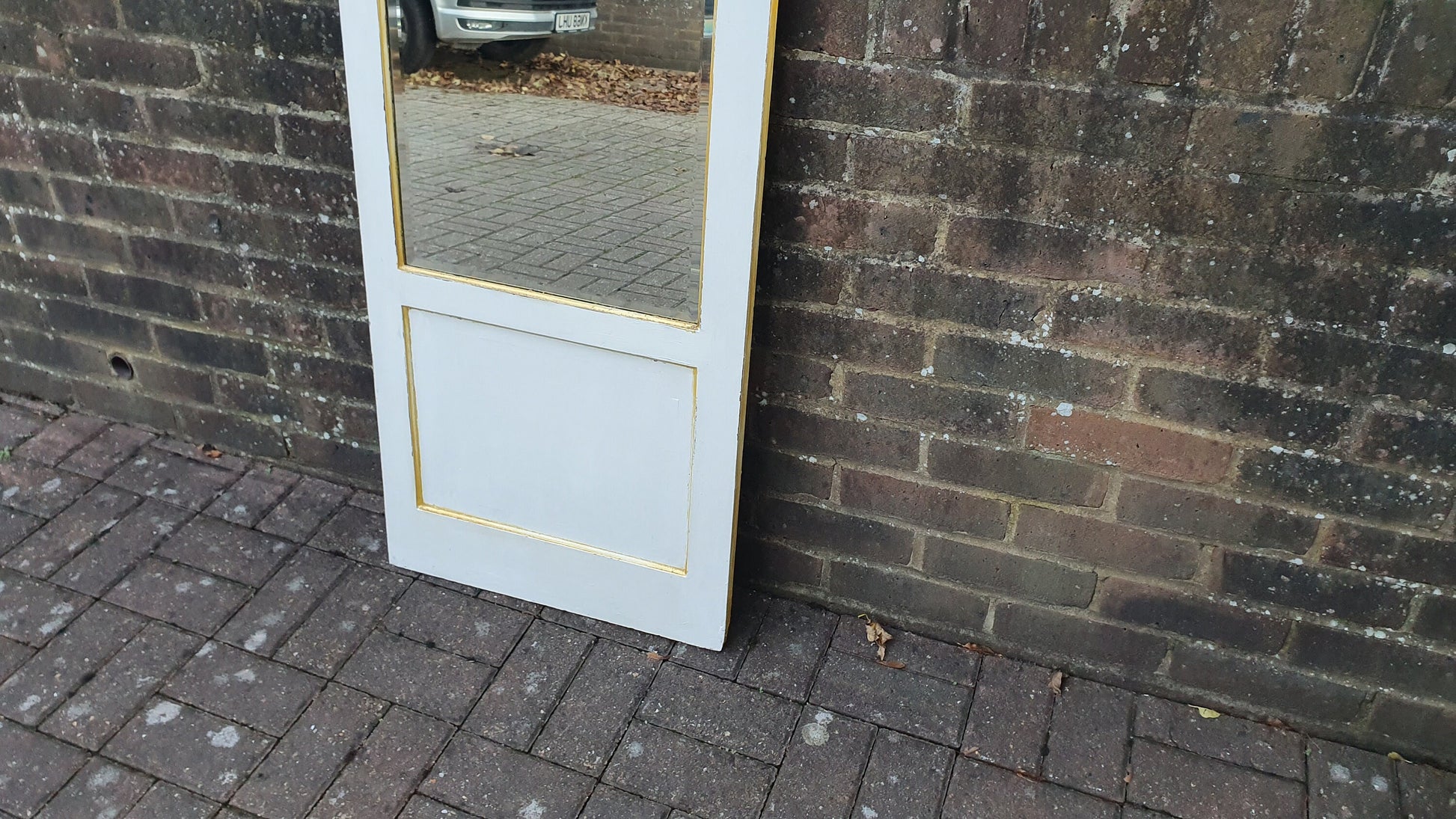 Massive Full Length Mirror Huge Bespoke Converted Edwardian Wardrobe Door Farrow and Ball Gold Highlights