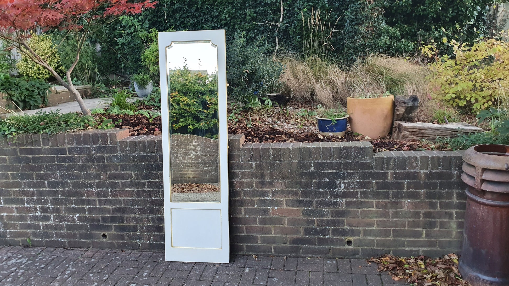 Massive Full Length Mirror Huge Bespoke Converted Edwardian Wardrobe Door Farrow and Ball Gold Highlights