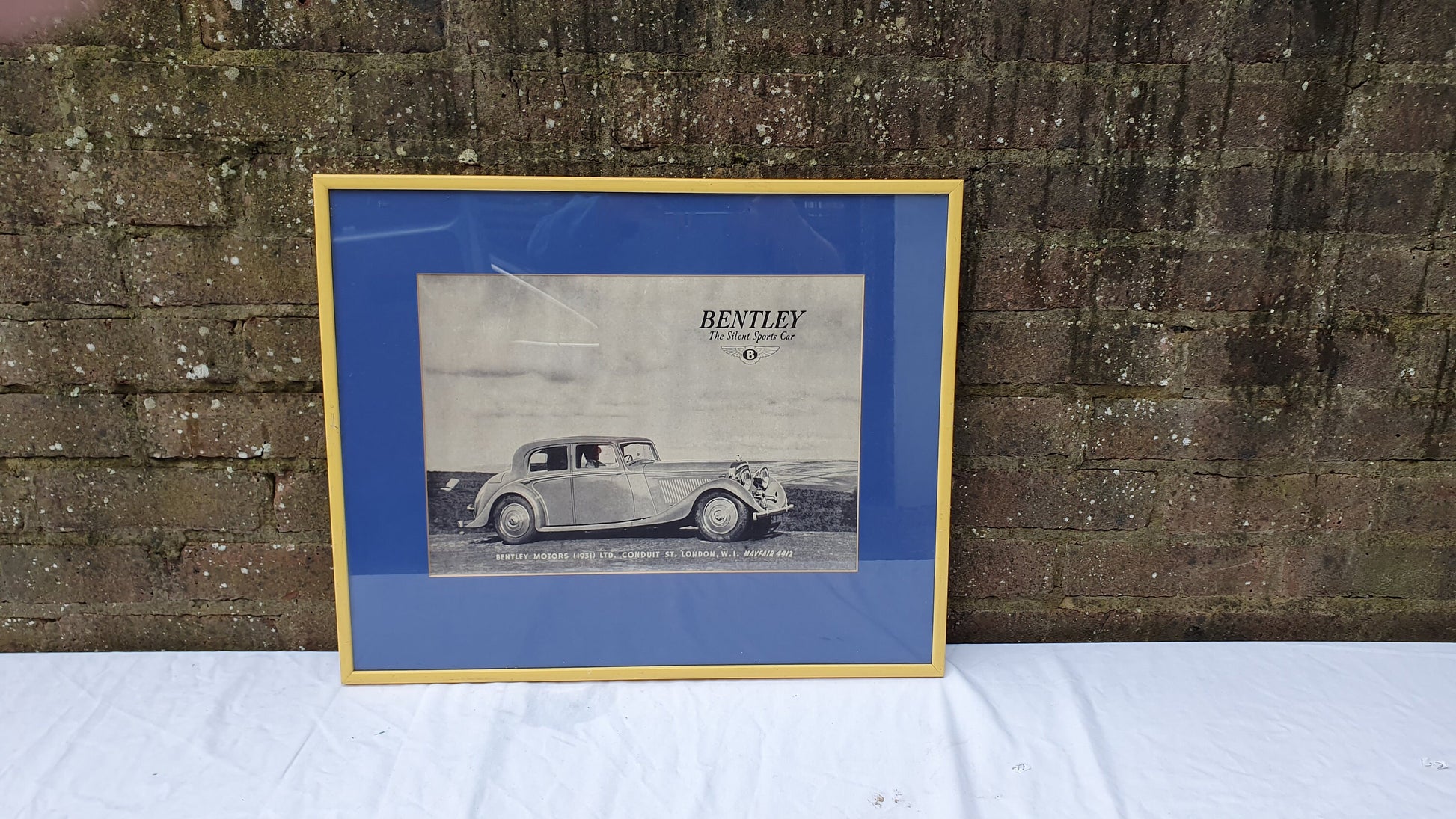 Large 1930’s Bentley Sports Car Advertising Print 58 x 48 cm