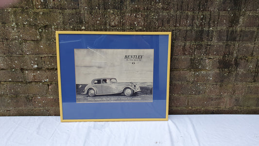 Large 1930’s Bentley Sports Car Advertising Print 58 x 48 cm
