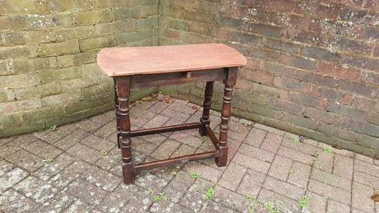 Quirky Vintage Oak Table Stool Coffee Side Stripped Top Turned Legs