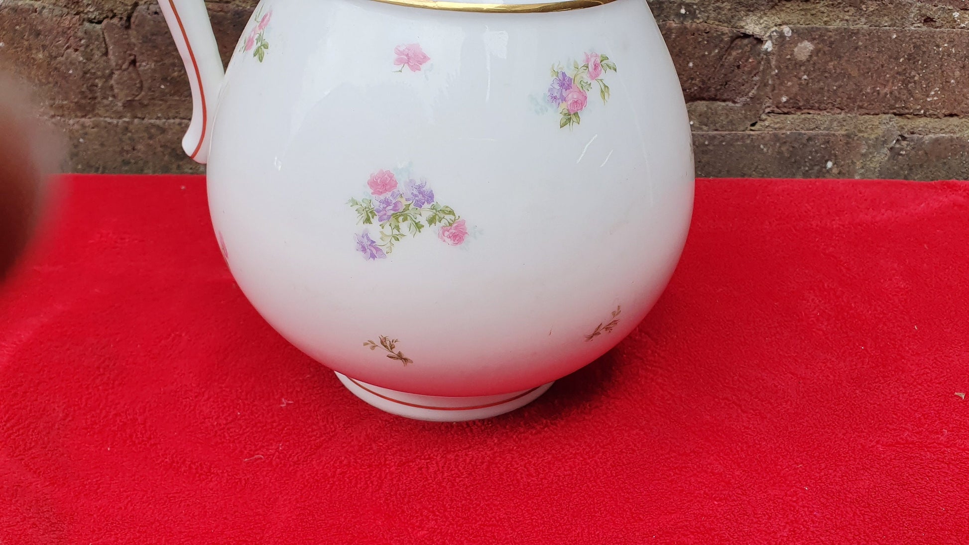 French Vintage Huge Late Victorian/Early 20th Century Limoges Ewer Jug Vase Flower Floral Pattern