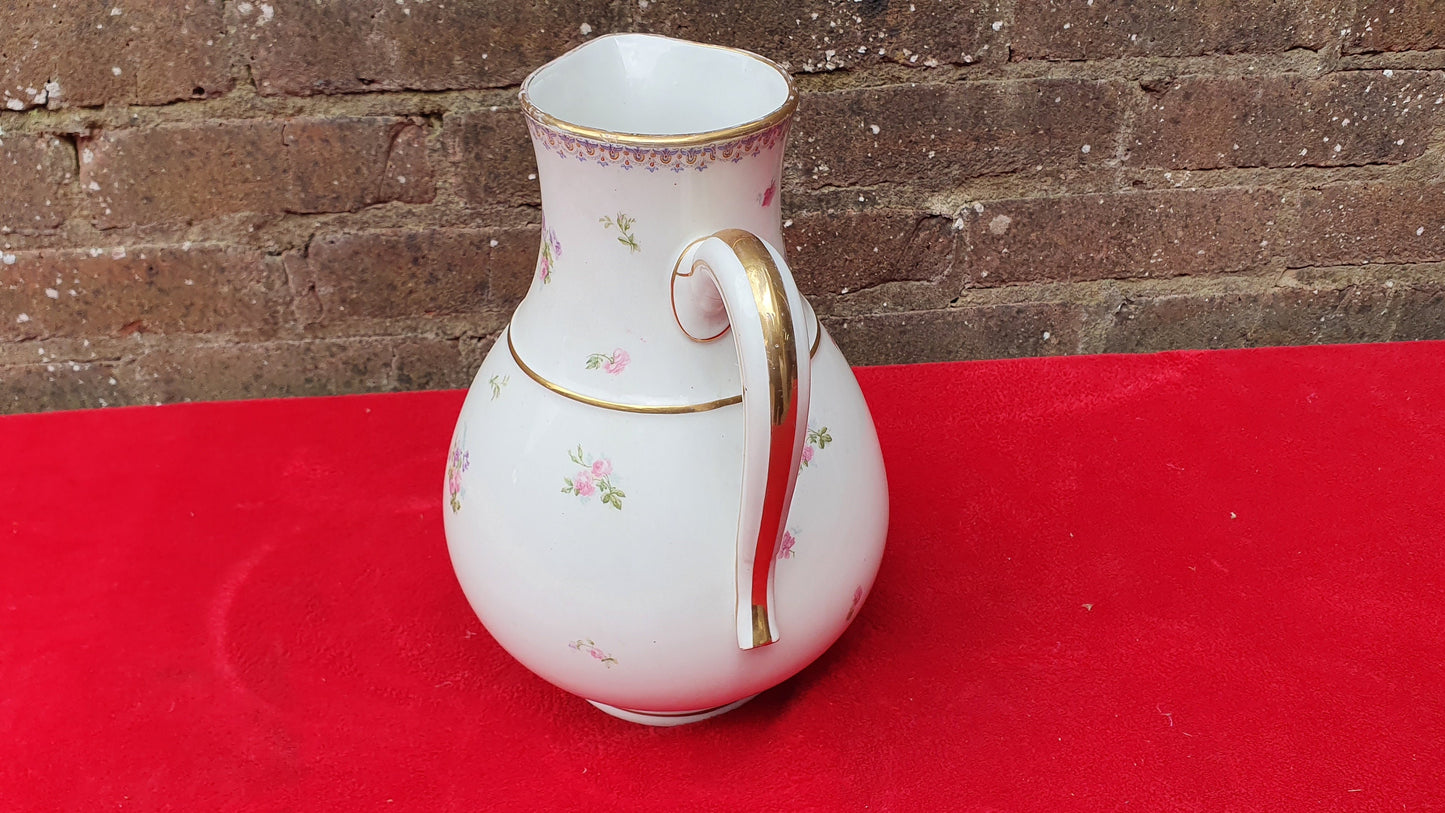 French Vintage Huge Late Victorian/Early 20th Century Limoges Ewer Jug Vase Flower Floral Pattern