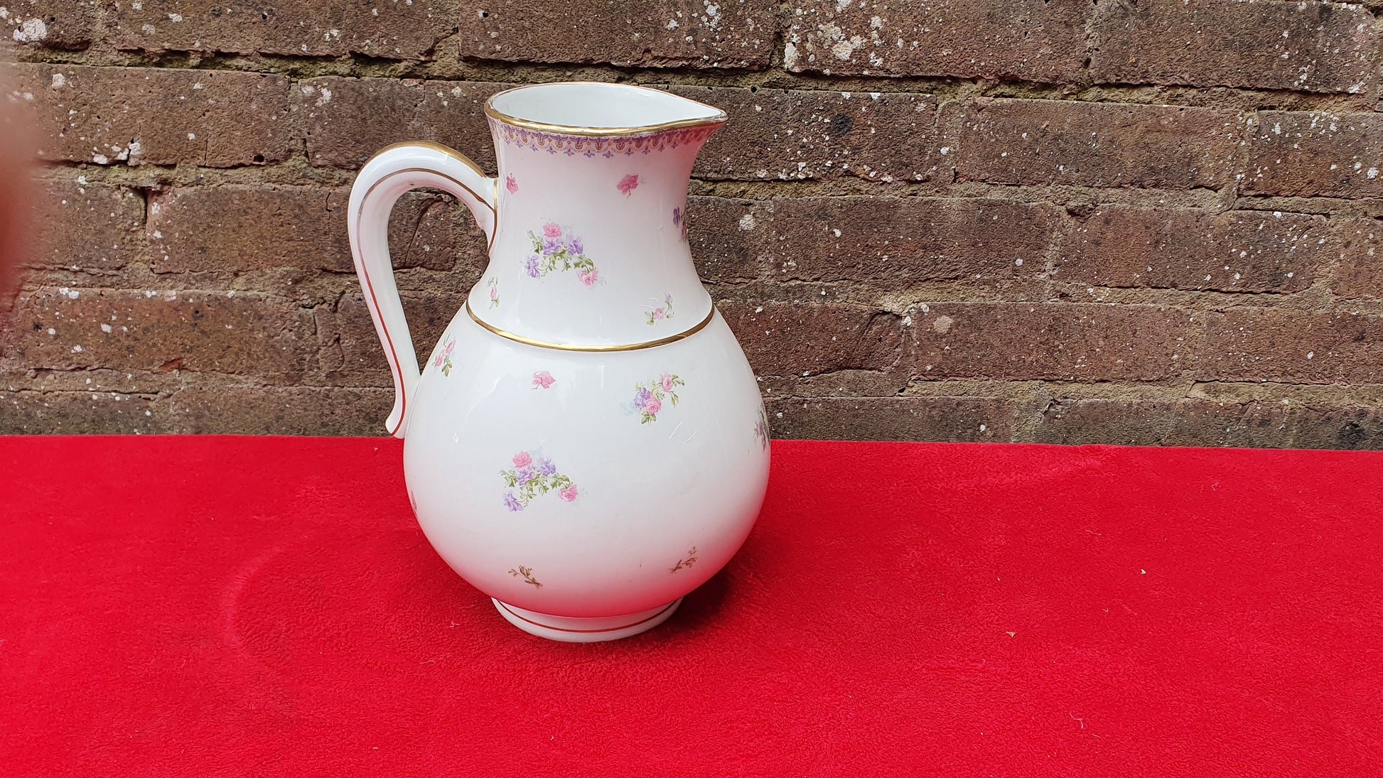 French Vintage Huge Late Victorian/Early 20th Century Limoges Ewer Jug Vase Flower Floral Pattern