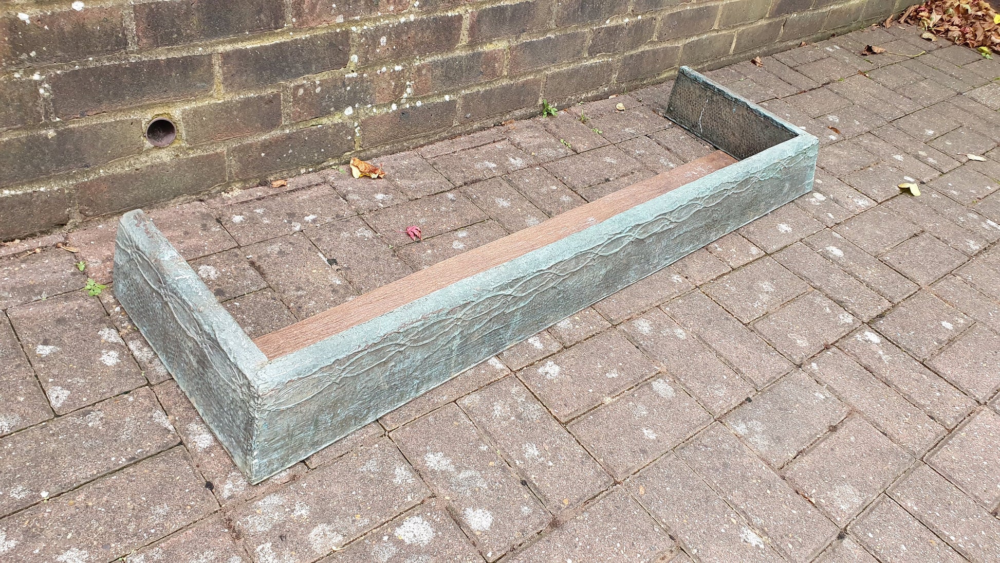 Large Vintage Copper Fireplace Fender Fire Curb Oxidised