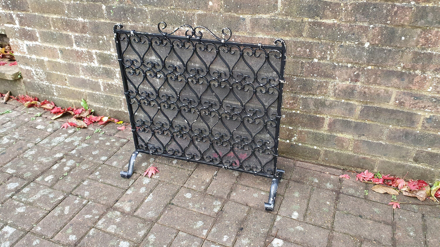 Heavy Solid Vintage Iron Spark Guard Fireplace 1980’s