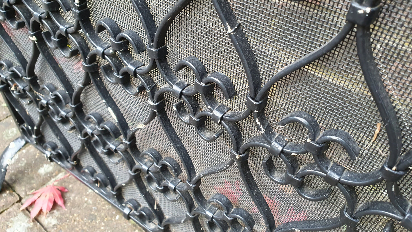 Heavy Solid Vintage Iron Spark Guard Fireplace 1980’s
