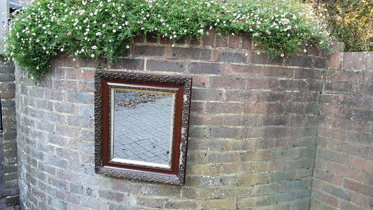 Distressed Edwardian Decorative Wall Mirror Maroon and Gold Shabby Chic