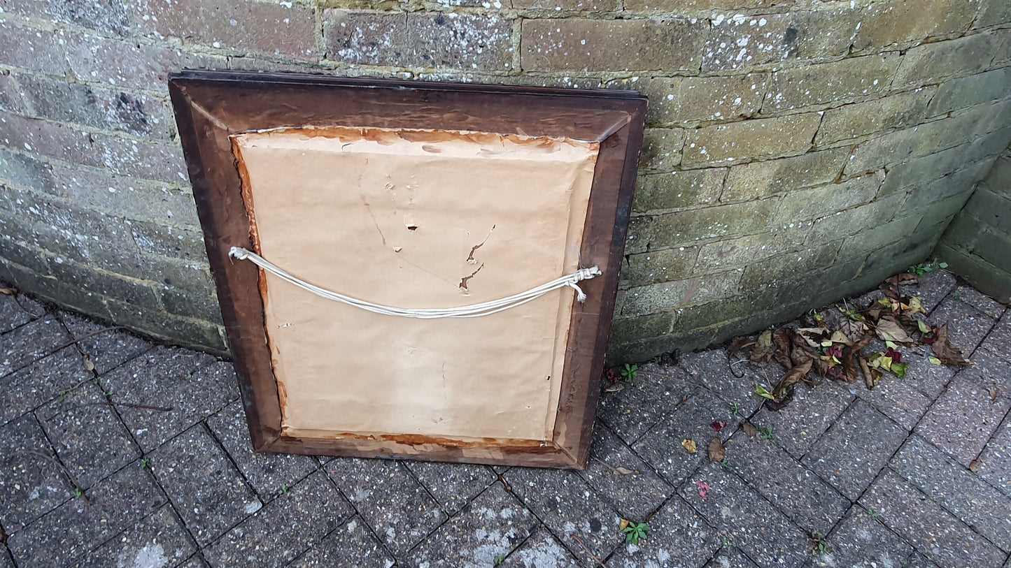 Distressed Edwardian Decorative Wall Mirror Maroon and Gold Shabby Chic