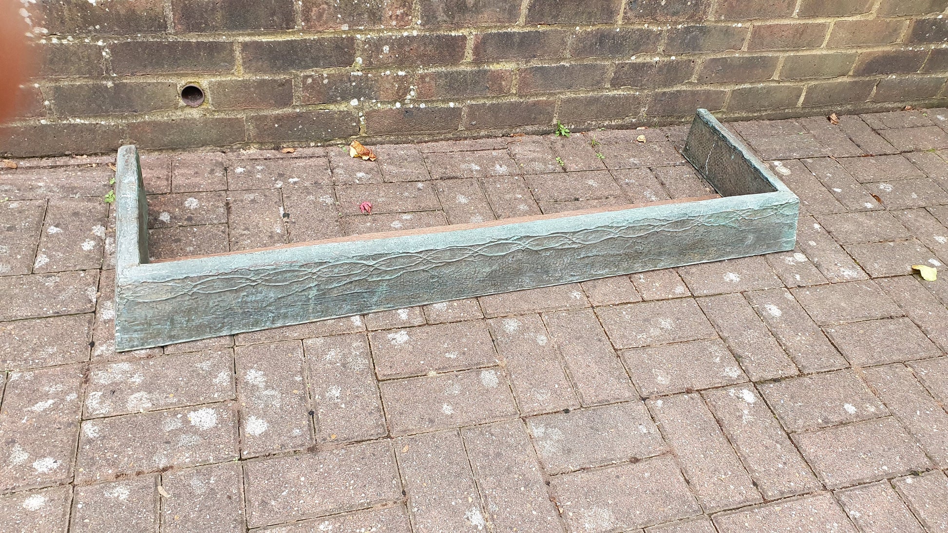 Large Vintage Copper Fireplace Fender Fire Curb Oxidised