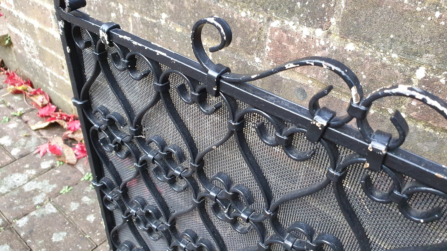Heavy Solid Vintage Iron Spark Guard Fireplace 1980’s