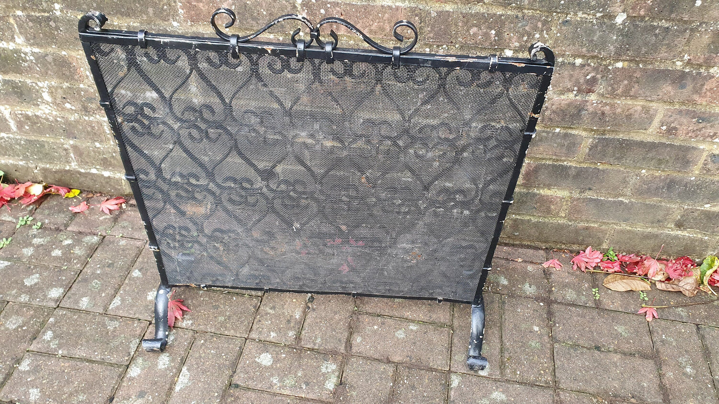 Heavy Solid Vintage Iron Spark Guard Fireplace 1980’s