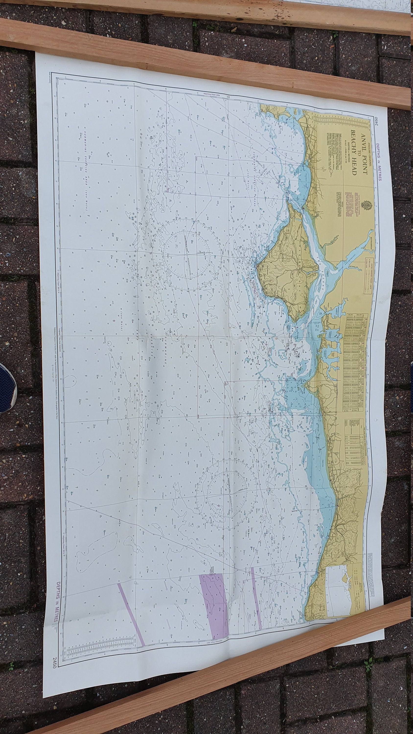 Six Nautical Charts Vintage Naval Sea Maps Navy English Channel South Coast England Sussex Kent Dorset etc.